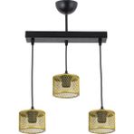 Lambadar Üçlü Kafes Model Modern Sarkıt Avize - Siyah - Gold - 3