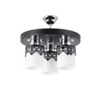 Lambadar Üçlü Modern Spor Model Yuvarlak Tepsi Taclı Siyah Avize Nocolor-D8A67160 Tek Ebat 3501-3Blktac