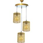 Lambadar Üçlü Slindir Model Modern Sarkıt Avize - Gold - 3