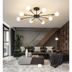 Lambadar Yıldız Model Modern Spor Model 8 Li Avize - Siyah - Gold