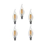 LAMBAM 4w Dimmerli Avizeler Için Dekoratif Rustik Kıvrık Led Ampul E-14 Duylu 3200k Sarı Işık 5 Adet