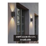 Lambax Çift Yönlü Duvar Aplik Iç Ve Dış Mekana Uygun Bahçe Aydınlatma Ampüller Dahildir