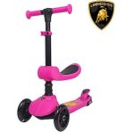 Lamborghini Lisanslı L5 2in1 Katlanabilir Oturaklı Işıklı 3 Tekerlekli Çocuk Scooter Sarı - Pembe