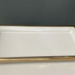 Lamedor Kulplu Beyaz Gold Kucuk Dıkdortgen Tepsı 18*36*8 Cm
