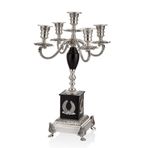 La'Medore 23.5 x 23.5 x 49 cm Ramones 5 Kollu Silver Şamdan