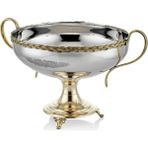 Lamedore Black Pearl Halat Desenli Kulplu Küçük Kase 33X25X23,5 cm Dekoratif Metal Sunumluk - Gümüş - Altın - 33 x 25 x 23,5 cm
