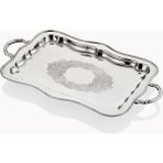 Lamedore Engrave Border Dikdörtgen Gümüş Kaplama Sunum Tepsisi - 39X20X2 cm - Lamedore Engrave Border Gümüş Dikdörtgen Tepsi (39x20 cm)