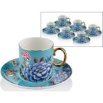 Lamedore Floral Blue 6 Parça Çay Fincan Seti 1LIN-TC063 - Mavi