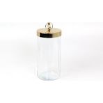 Lamedore Halka Kulplu Optik Cam Büyük Boy Gold Kavanoz 13,5X13,5X30 cm – Dekoratif Saklama Kavanozu - Şeffaf - 3000 ml