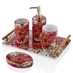 Lamedore Lilyum Desen Porselen 5li Banyo Seti 31x20cm