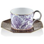 Lamedore Tea Delight Çay Fincanı Iris Purple Blooming Baroque 1 Adet - Beyaz - Mavi
