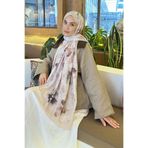 lamelif Batik Çiçek Desen Bambu Şal Bej