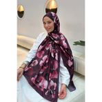 lamelif Batik Çiçek Desen Bambu Şal Bordo