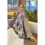 lamelif Batik Çiçek Desen Bambu Şal Koyu Yeşil