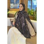 lamelif Gül Desen Bambu Şal Koyu Yeşil
