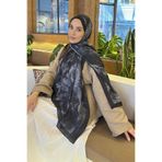 lamelif Gül Desen Bambu Şal Siyah