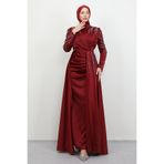 Lamia Giyim Asya Tesettür Abiye Bordo