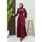 Lamia Giyim Gül Broş Saten Abiye Bordo