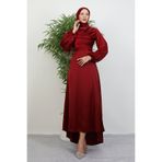 Lamia Giyim Kuyruklu Degaje Elbise Bordo