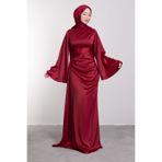 Lamia Giyim Yasemin Saten Abiye Bordo