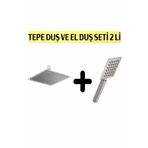 LaMiaSeta Supor Kare Paslanmaz Inox Duş Başlığı Ve El Duş Seti 2 Li, Tepe Duş Başlığı