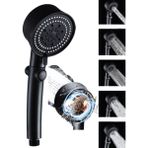 LaMiaSeta Turbo Fan 5 Fonksiyonlu Siyah Duş Başlığı El Duşu Handshower - Mat Siyah