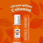 Lamore SPF 50+ C Vitaminli Güneş Kremi 75 ml – Ton Eşitleyici, UVA/UVB Koruması ve Nemlendirici Formül, Tüm Cilt Tipleri İçin