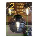 Lamp24 2 Adet Yedek Glop Cam , Avize Yedek Camı , Çap:15 Cm Füme Renk