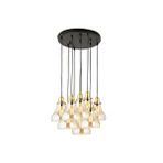 LampaLuce Lampaluce Cono Modern Sarkıt Salon Avizesi 9'lu Sarı 45x70cm Eskitme Ampul Hariçtir. Gövde Malzemesi: Metal Başlık Rengi: Bal Başlık Malzemesi: CamDuy Tipi : E27 Duylu