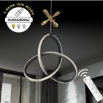 Lampiqa Romane Siyah Uzaktan Kumandalı 3 Renk Ledli Özel Tasarım Gold Çizgili Gold Kelebek Dekor Detaylı Sarkık Ledli Avize Kumandalı Avize Dimmerli