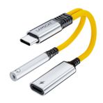 LAMSCAT USB C kulaklık jak adaptörü ve şarj, 60 W 2'si 1 arada cep telefonu adaptörü USBC jak 3,5 hızlı şarj Samsung S24 Google 8, Xiaomi Huawei iPad için (sarı-60)