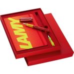 Lamy Al-Star Parlak Kirmizi Renk F Uc Dolma Kalem ve Defter Seti - Altın - Sarı