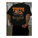 LAND MODA Tokyo Grafik T-Shirt - %100 Polyester, Bol Kesim, Rahat Yuvarlak Yaka, Kısa Kollu,