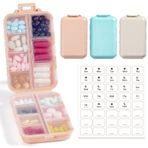 LANDNEOO 3 Paket, 14 GRIDS Seyahat Hapı Düzenleyici Kutusu Etiketli - Seyahat Tıbbı Kılıf Kiti - Cep Günlük Eczane Kabı - Balık Yağı Vitamin Takviyesi Depolama için Seyahat İlaç Tutucu Dispenseri