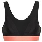 Landora Kadın spor sütyeni, sağlam tutuş için, dikişsiz/ütü gerektirmeyen iç kuplar (ÖkoTex100), Siyah/Mercan, 75A