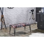 Lane Home Lotus Bench Puf, Desenli, Siyah Metal Ayak - Renkli
