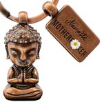LANOLU Buda anahtarlık, Yoga hayranları için eğlenceli hediye, Namaste Madafaka gravürlü, şans getiren anahtarlık, erkek, daha fazla huzur için kolye ucu, gerçek 3D Buda figürü ile, Vintage Bakır, S