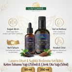 Lanorre Temiz Beslenme Seti: Soğuk Sıkım Keten Tohumu Yağı (250 Ml) & Çörek Otu Yağı (50 Ml) İkili Paket;Analizli,Saf,Katkısız,Çok Amaçlı - 300 ml