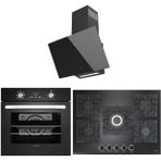 Lanova 3207B01 - G17402-104 - 3220B6 5'li Siyah Cam Ankastre Set