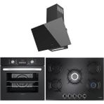 Lanova Crystal 3206B01 - G17402-101 - 3220B6 5'Li Siyah Cam Ankastre Set