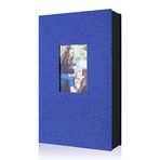 Lanpn Fotoğraf Albümü 10x15 300, Keten Takma Albümü, Yatay Format Fotoğraflar için, Mavi