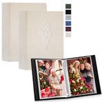 Lanpn Fotoğraf Albümü 13x18 100 2 Paket, Küçük Keten Takma Albümü, Dikey Formatta Fotoğraflar için, Bej