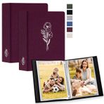 Lanpn Fotoğraf Albümü 13x18 100 2 Paket, Küçük Keten Takma Dikey Fotoğraf için Geçmeli Albüm, Leylak