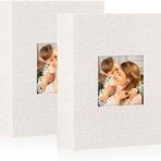 Lanpn Fotoğraf Albümü 13x18 cm 50 2 Paket, Keten Takma Dikey Format için Geçmeli Albüm 50 13 x 18 Fotoğraf Bej