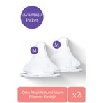 Lansinoh Natural Wave Biberon Emziği, Orta Akışlı, 3 Ay+, 2'li Avantaj Paketi, 4 Adet