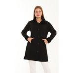 Lanze Çelik Örme Kürk Yakalı Triko Kaban - 3XL - Siyah