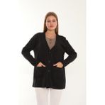 Lanze Çelik Örme Triko Düğmeli Anne Ceket 2405 - 2XL - -- - Lacivert