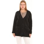 Lanze Çelik Örme Triko Düğmeli Anne Ceket 2405 - 2XL - -- - Siyah