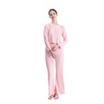 Laperissa Kadın Fırfırlı Fitilli Dalgıç Kumaş Çizgili Uzun Kollu Pijama Takımı S