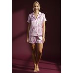 Laperissa Kadın Pembe Desenli Kısa Kollu Saten Şortlu Pijama Takımı Rahat Ve Şık 2’li Set Pembe M
